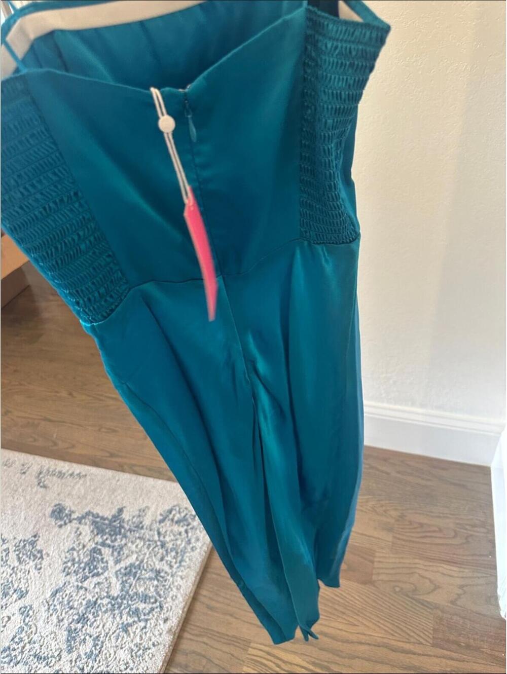 Amanda Uprichard Teal Mandy Strapless Silk Midi Dress - Picture 6 of 6